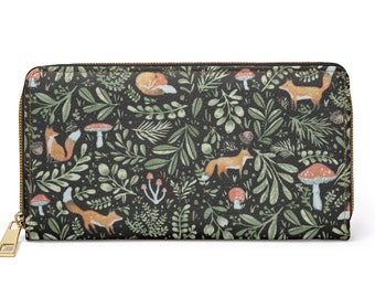 Magic Forest Wallet, Leather Wallet, Woodland Animals Wallet, Boho Wallet, Cute Wallet, Woodland Forest Wallet,Cottagecore Wallet,Fox Wallet
