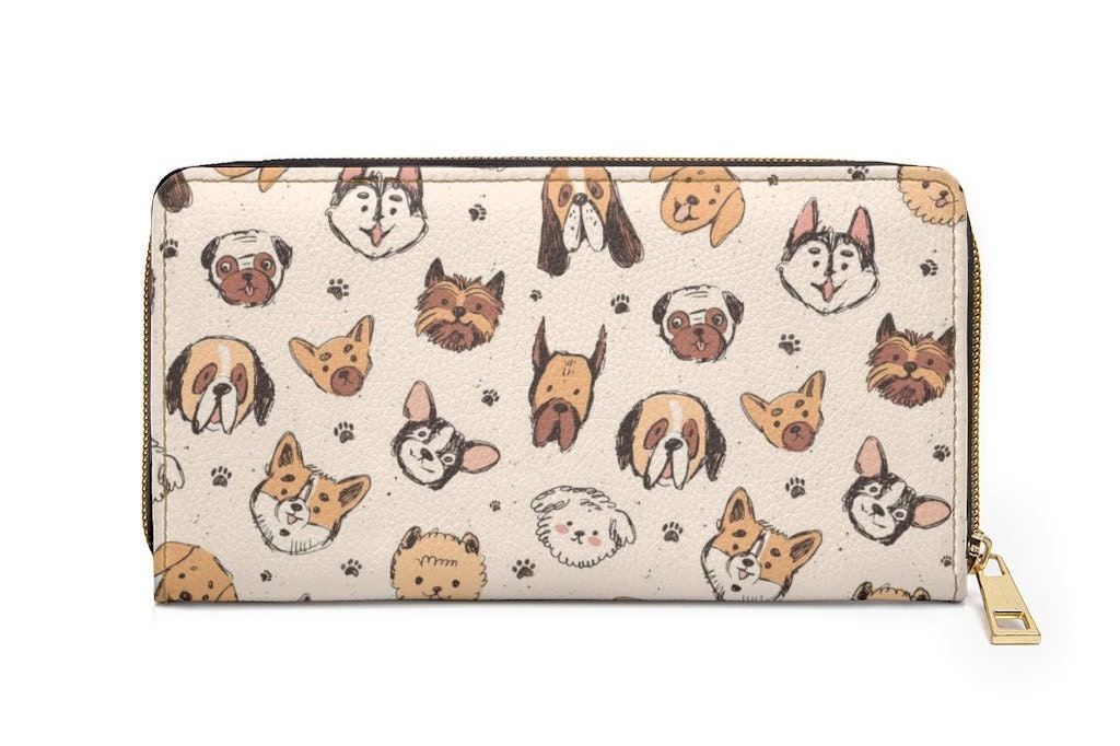 Dog Breeds Zipper Wallet Dog Wallet Cute Dog Wallet Vegan Etsy