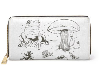 Frog Wallet, Mushroom Wallet, Cottagecore Wallet, Goblincore Wallet, Gift for Nature Lover