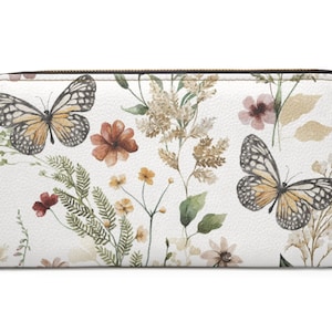 Cottagecore Wallet, Butterfly Wallet, Woodlands Wallet, Floral Wallet, Flower Wallet, Leather Wallet, Wildflower Wallet, Boho Wallet,