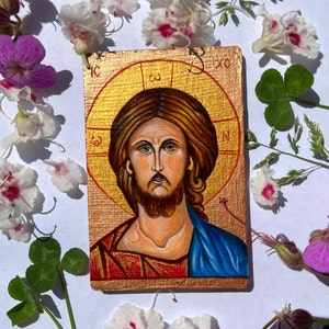 Jesus Christ /Handpainted Miniature Icon/Orthodox Icon/Small Icon/Religious Gift/