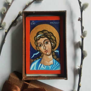 Guardian Angel hand painted icon miniature | Angel | Easter gift | religious gift | travel size icon | wooden souvenir | Orthodox