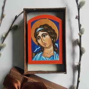 Guardian Angel hand painted icon miniature | Angel | Easter gift | religious gift | travel size icon | wooden souvenir | Orthodox