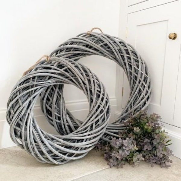 Grey wash wicker wreath for the home or wedding venue decor