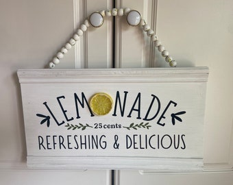 Handmade Lemonade Wood Sign: Summer Kitchen Decor