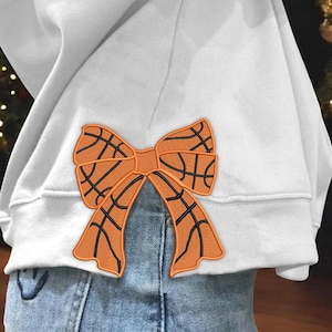 Baseketball Coquette Bow Applique Embroidery Design 6 Sizes, Sports Girly Bow Embroidery Sweartshirt, Side Bow Appliqué Embroidery Design