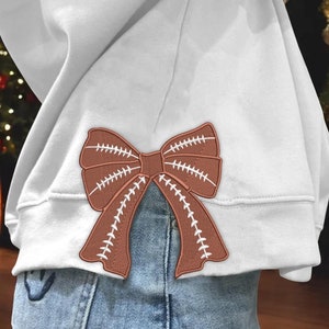 Football Coquette Bow Applique Embroidery Design 6 Sizes, Sports Girly Bow Embroidery Sweartshirt Design,Side Bow Appliqué Embroidery Design