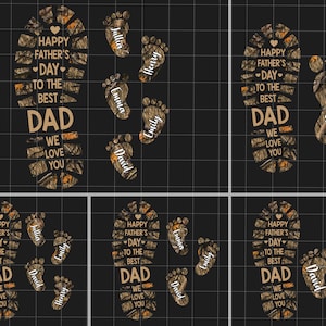 Gepersonaliseerde vaders en kinderen voetafdrukken, gelukkige vaderdag aan de beste vader we houden van je Png, papa kind voetafdrukken Png, vaderdag png