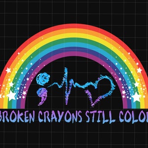 Broken Crayons Still Color Png, Semicolon Suicidal Prevention Png, Ribbon Suicide Depression,Mental Health Png, Prevention Suicide Awareness