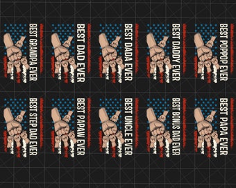 Bundle Personalized Best Dad Ever Png, America Flag Design, Baby Kid Hand, Fist Bump Daddy Png, Father Hand Png, Father's Day, Gift For Dad