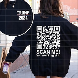 2 zijden Trump Qr scan me, je zult er geen spijt van krijgen PNG SVG, bundel virale Trump Dance YMCA Qr Code Svg, Trump Dancing Qr Code Svg, humoristische Trump