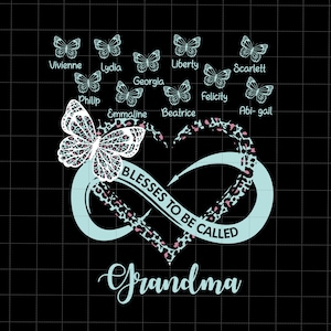 Personalisierte gesegnet, genannt zu werden Oma Png, glücklicher Muttertag, Oma Png, Geschenk für Mutter, Herz Schmetterlinge Png, Oma Leben