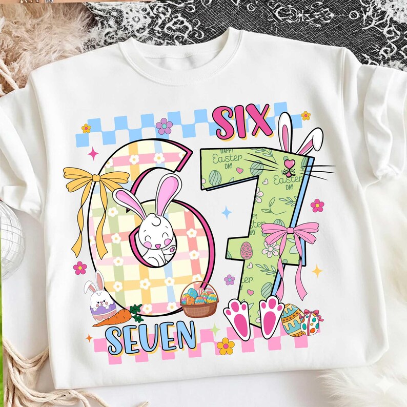 Funny 67 Easter Bunny Ears PNG, Six Seven Easter Day Png, Trendy Spring ...