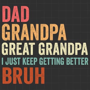 Papa grand-père arrière-grand-père, je continue de m'améliorer Bruh Svg, chemise grand-père pour cadeau de fête des pères, sublimation de papa rétro, téléchargement numérique