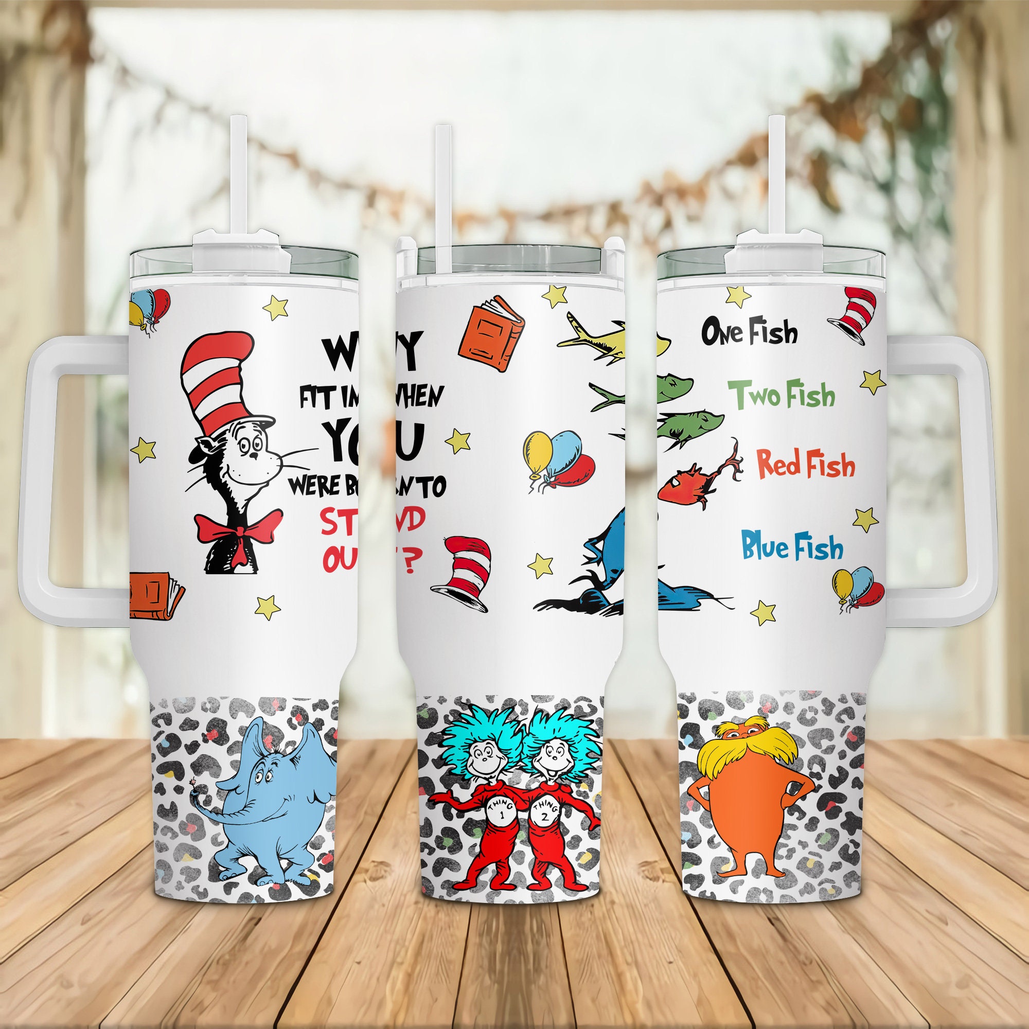 Discover Dr Seuss Leopard Cartoon Character 40oz Tumbler