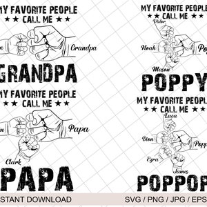 Meine Lieblingsmenschen nennen mich Papa Bundle SVG, personalisierte Vatertag Faust Bump Set, Baby Kleinkind Kind Papa Faust Bump SVG, Vater Hand