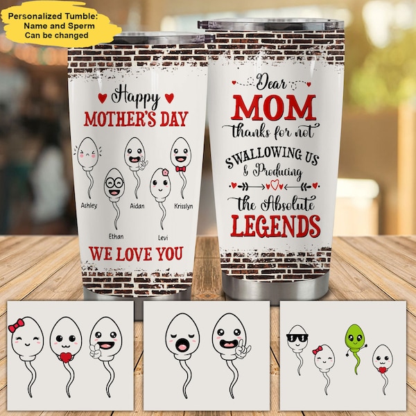 Personalized Dear Mom Thanks For Not Swallowing Us Wine Tumbler, Funny Little Cute Kids Tumbler, Happy Mother's Day Tumbler, Tumbler For Mom