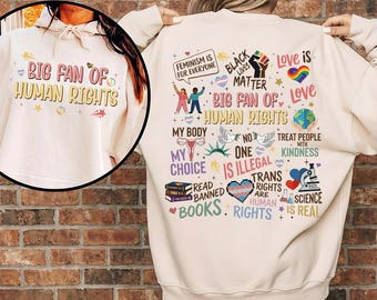 2 Seiten großer Fan von PNG, Gleichheit soziale Gerechtigkeit Png, LGBTQ Unterstützung, Menschenrecht Regenbogen, Anti Trump Png, feministische Aktivistin Shirt