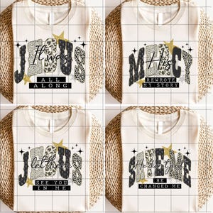 Pacchetto PNG "Gesù, la sua misericordia ha riscritto la mia storia", PNG "Donne cristiane", PNG "Versetto della Bibbia", PNG "Leopardo", PNG "Preppy Everyday Jesus Floral", PNG "Fede"