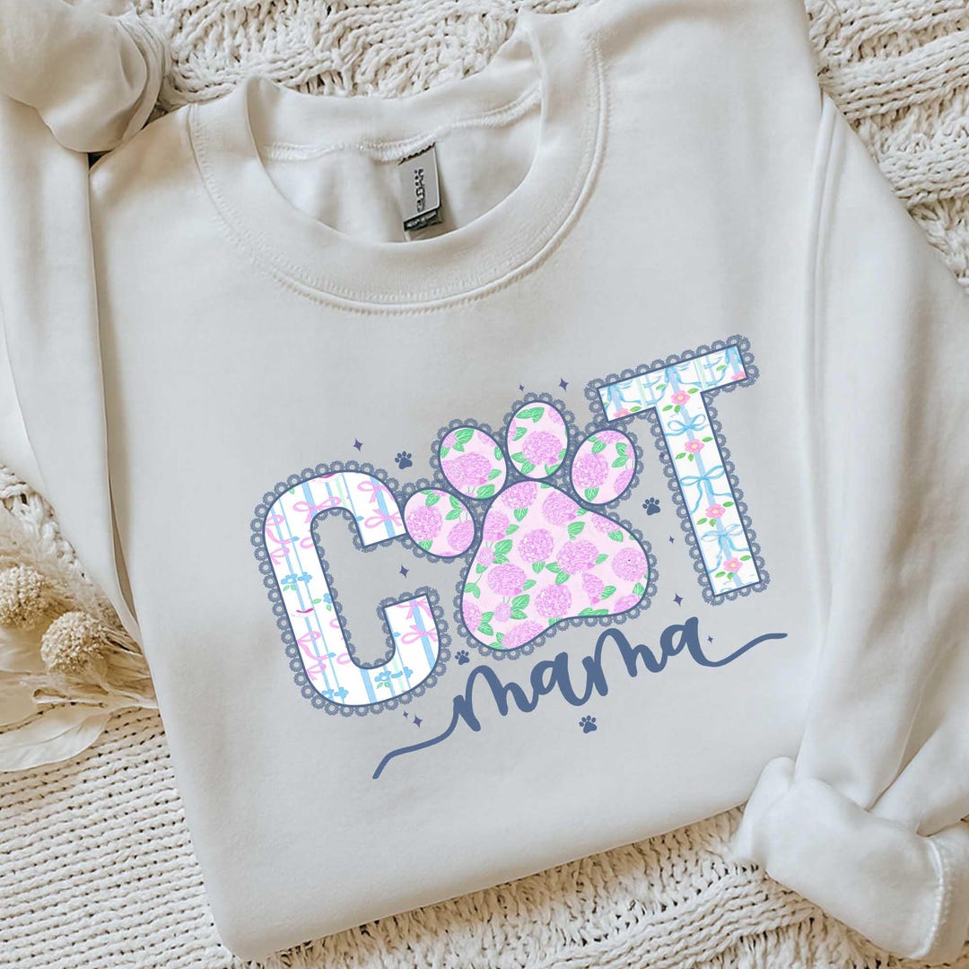 Cat Mama Striped PNG, Lace Floral Cat Mom Shirt Design, Girly Retro Mom ...