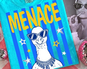 Gestreifte Gefahr Gans Vogue Png, freche Gans mit rosa Sonnenbrille und Diamanten, lustiges schickes Mode-Tier-Shirt, dumme Gans Vogue Digital
