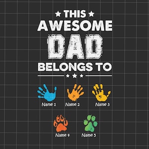 Este increíble papá pertenece a Png, huellas de manos de niños vintage personalizadas Png, huellas de manos de papá niño Png, Día del padre Png, regalo para el padre