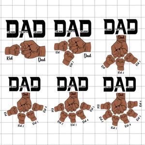 Personalisierte Papa Hand Fist Bump Bundle SVG, Fist Bump Set SVG, Best Dad Ever SVG, Papa und Kinder Hand SVG, glücklicher Vatertag, digitale Datei