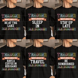 Paquete de maestros con más probabilidades de serlo, Último día de clases, Regalo de fin de año para maestros, Vacaciones de verano, Verano para maestros, Camiseta del equipo de maestros