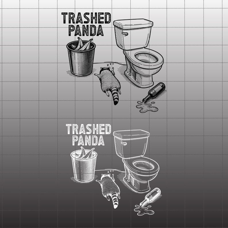 Trashed Panda Trashed Panda PNG Bundle, Funny Drunk Raccoon PNG, Animal Humor Png ...