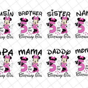 Pacote Png de Aniversário Personalizado, Reino Mágico, Modo Vacay, Png de Aniversário em Família, Viagem em Família 2024 Png, Bolinhas Rosa, Rato do Aniversário
