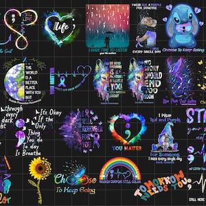 Bundle 42 Suicide Awareness Png, Semicolon Suicidal Prevention Png, Prevention Suicide Awareness Png, Ribbon Suicide Depression Png