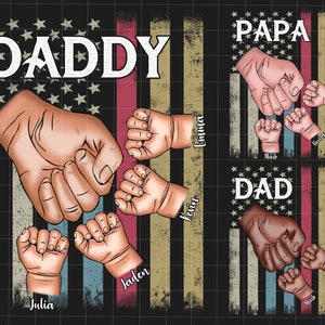 Bundle Personalized Father's Day Fist Bump Set Flag America, Fathers and Childs Hands Png, Baby Toddler Kid Dad Fist Bump Png, Father's Day