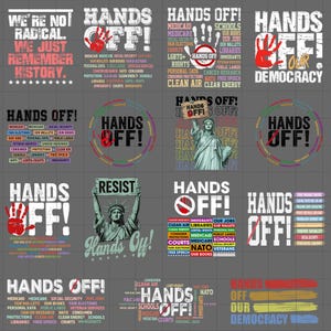Hands Off Protest Png-bundel, Anti-Trump Png, Hands Off Our Democracy, Antirepublikeins, Politiek Activisme Medicare Sociale Zekerheid Vrije meningsuiting