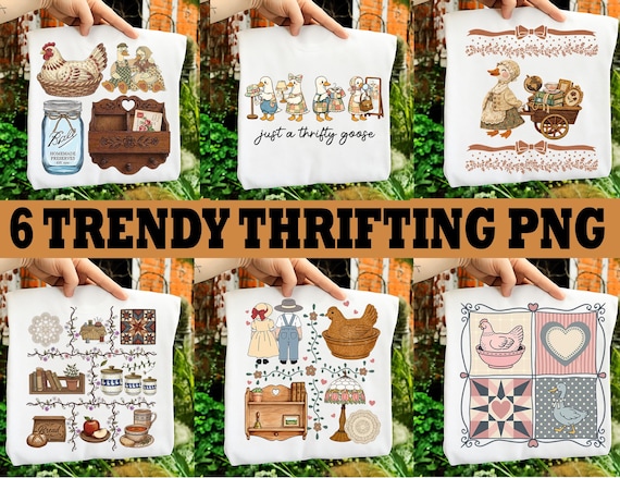 Thrifted Grandma Core Goose PNG, Grandma core Png, Granny sweater, Cozy 90s Cottagecore Digital File, Vintage Granny Sweater Aesthetic Png