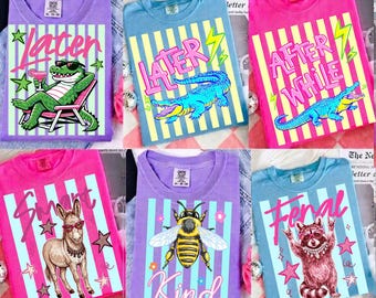 Later Gator PNG Bundle, Striped Summer Animal Png, Feral Raccoon Vogue, After While Crocodile, Easy Tiger PNG, Preppy Summer Bay Coastal Png