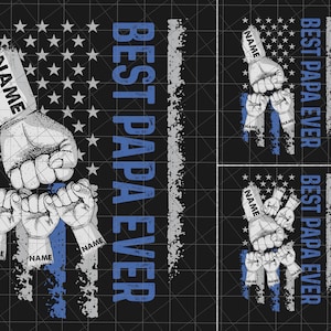 Mejor papá personalizado png, diseño de la bandera de Estados Unidos, mano de niño bebé, puño golpe papá png, mano del padre png, día del padre, regalo para papá