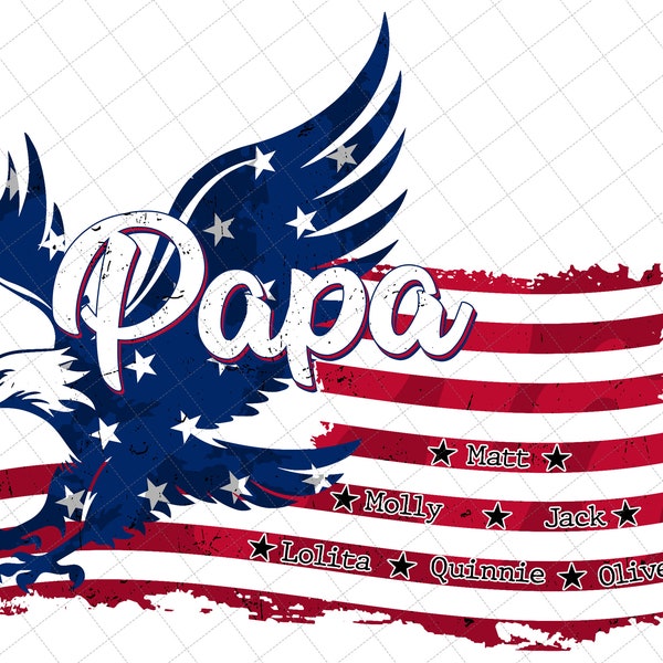 Personalized Papa American Flag Png, Papa Usa Flag Png, Father's Day Gift, Happy 4th July, American Eagle Png, Man Myth Legend Sublimation