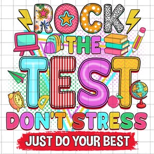 Arrase no Teste PNG, Não se Estresse, Apenas Faça o Seu Melhor, Professor no Dia do Teste PNG, Dia do STAAR PNG, Teste PNG, Último Dia de Aula, Dia do Teste Preppy