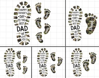 Happy Father's Day To The Best Dad We Love You Png, Dad Kid Footprints Png, Personalized Fathers and Childs Footprints, Father's Day Png
