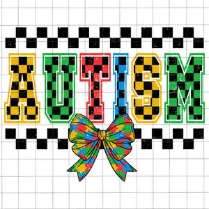 Retro geblokt autisme png, autisme coquette bow png, Autism Advocate png, speciaal onderwijs, autismelint png, Autism Mama png