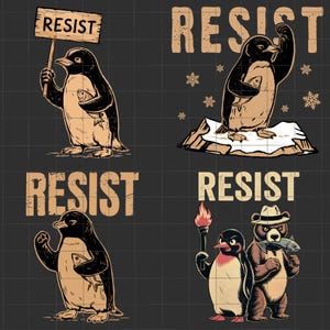 Archivo PNG de la campaña "Resistir al activismo de los pingüinos", Aletas arriba, Anti-Trump, Activismo ambiental, Parque Nacional, Pingüino resistente