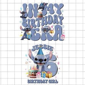Personalisierte Name blau Alien Png Bundle, Geburtstagskind Png, In meiner Geburtstagsära, Familienurlaub, Familie passenden Geburtstag Png, magisches Königreich