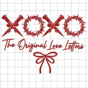 Xoxo The Original Love Letters-borduurwerk, Loved Jesus-borduurwerk, Valentine Christian Heart Sweatshirt, Valentijnsdag applicatieborduurwerk