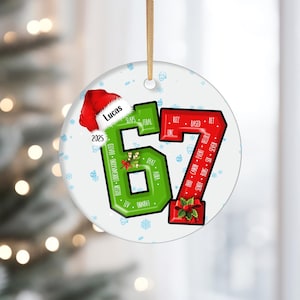 Custom Six Seven Ornament PNG, Gen Z Slang Teen Keepsake Design, Funny Teenager Meme Ornament, 67 Six Seven Meme Ornament PNG