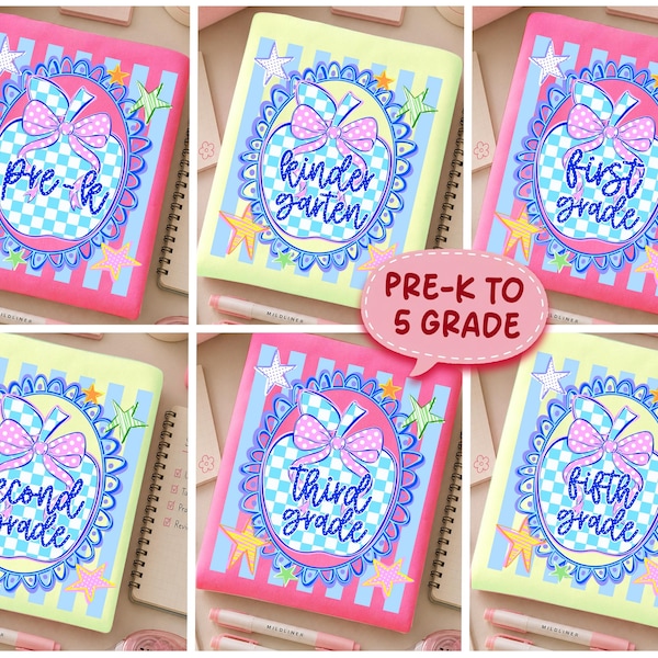 Back To School Grade Level PNG Bundle, Gingham Star Pre-k 1st/2nd/3rd/4th/5th Grade, First Day Of School, Preppy Teacher Apple Shirt Design