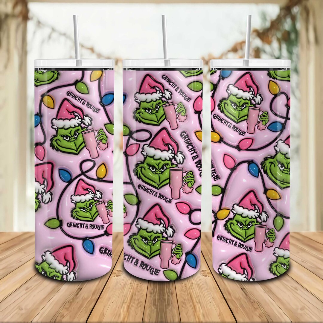 3D Inflated Pink Christmas 20 Oz Skinny Tumbler Png Santa - Etsy