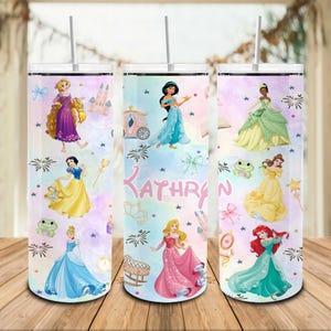 Gobelet skinny Coquette Princess Squad 20 oz Png, emballage personnalisé de gobelet princesse dessin animé aquarelle, gobelet fille personnalisé, royaume magique
