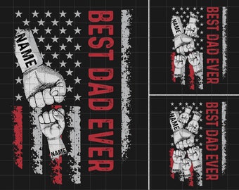 Personalized Best Dad Ever Png, America Flag Design, Baby Kid Hand, Fist Bump Daddy Png, Father Hand Png, Father's Day, Gift For Dad