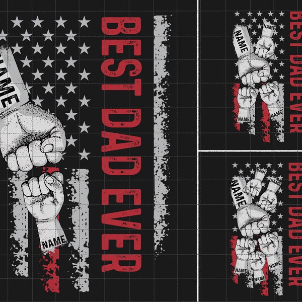 Personalized Best Dad Ever Png, America Flag Design, Baby Kid Hand, Fist Bump Daddy Png, Father Hand Png, Father's Day, Gift For Dad