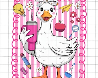 Kokette Alberne Gans Lehrer Png, Adrettes Blumen Lehrer Design Png, Erster Schultag Png, Dumme Gans Png, Mädchen Zurück Zur Schulsublimation